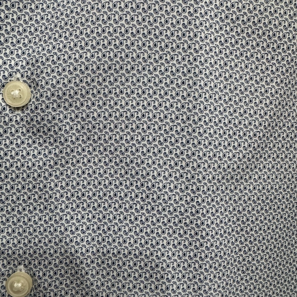 Designer Mens XL Hardy Amies Paisley pattern Blue Dress Shirt button down - Picture 3 of 4